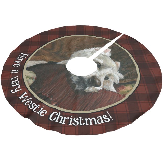 Lungande Westie på Soffa Julgransmatta Borstad Polyester (Vinklad)