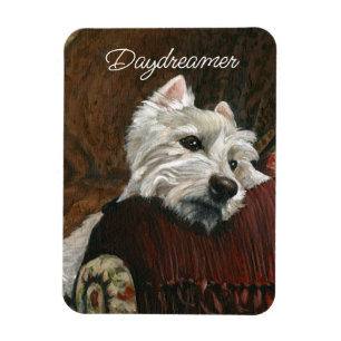 Lungande Westie på Soffa Magnet