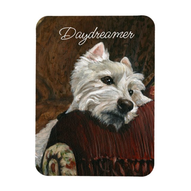 Lungande Westie på Soffa Magnet (Vertikal)