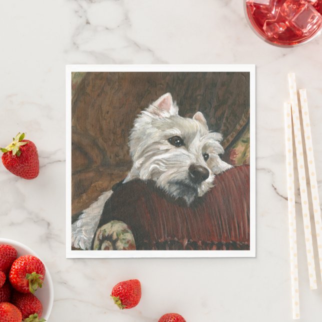 Lungande Westie på Soffa Pappersservett (Insitu)