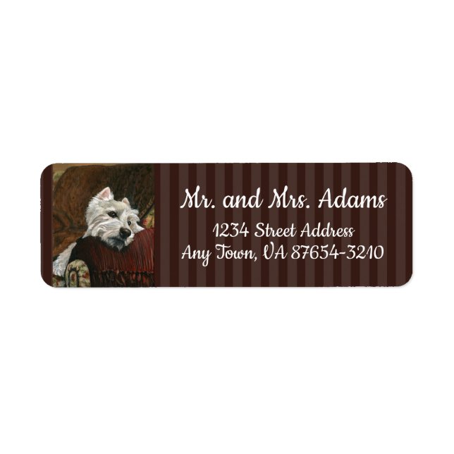 Lungande Westie på Soffa Returadress Etikett (Framsidan)