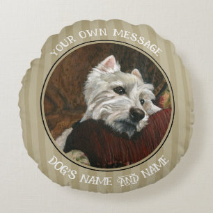 Lungande Westie på Soffa Rund Kudde