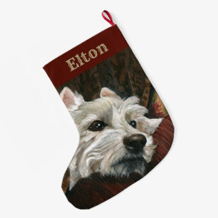 Lungande Westie på Soffa Stor Julstrumpa