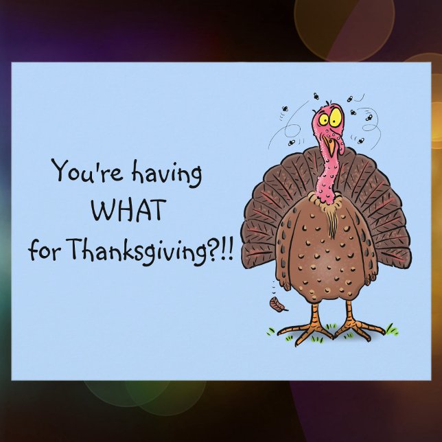 Lungbrun thanksgiving-kalkon med flugregat tecknad vykort (Have some fun with this Thanksgiving cartoon turkey postcard!)