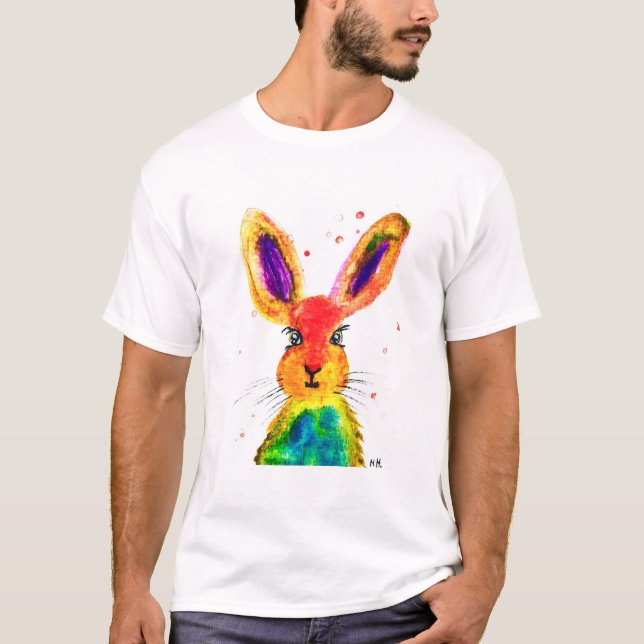 Lungbunny Rabbit Hare vattenfärg Cute Animal T Shirt (Framsida)