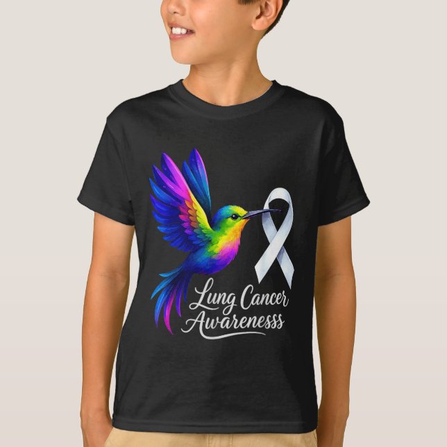 Lungcancer medvetenhet överlevande fågeldesign t shirt (Framsida)