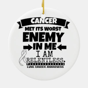 Lungcancer mötte dess värst fiende i mig julgransprydnad keramik