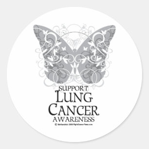 Lungcancerfjäril Runt Klistermärke
