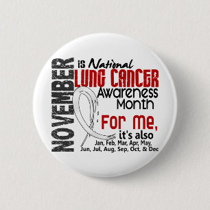Lungcancermedvetenhetmånad varje månad för MIG Knapp