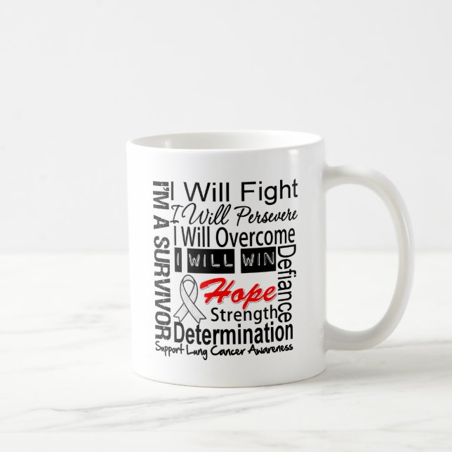 Lungcancerslagsmål framhärdar betagen seger kaffemugg (Höger)