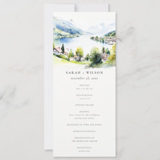 Lungern Switzerland Landscape Wedding Program (Framsida)