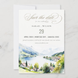 Lungern Switzerland Watercolor Landscape Wedding Spara Datumet