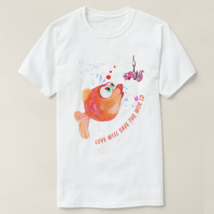 Lungfisk och Mask - Kärlek kommer att Spara världe T Shirt