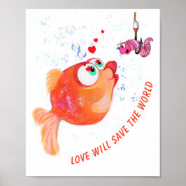 Lungfisk och Mask Kärlek Poster Romantic