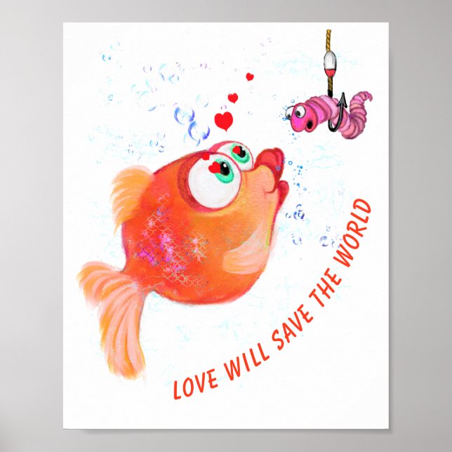 Lungfisk och Mask Kärlek Poster Romantic (Framsidan)
