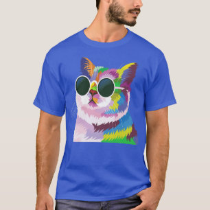 Lungglasögon för katt, färglös regnbågskatt t shirt
