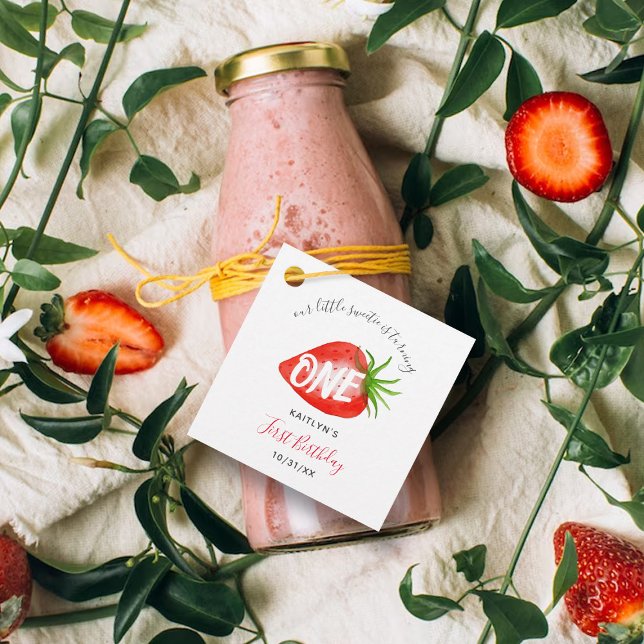 Lunghondel Strawberry 1:a födelsedag Gåvor Etiketter (Skapare uppladdad)
