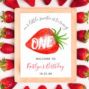 Lunghondel Strawberry 1:a födelsedag Välkomsthälsa Poster