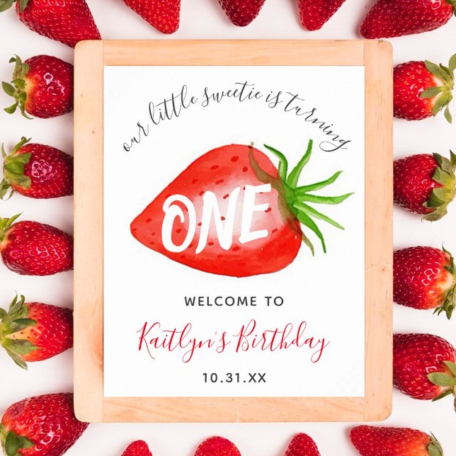 Lunghondel Strawberry 1:a födelsedag Välkomsthälsa Poster (Skapare uppladdad)