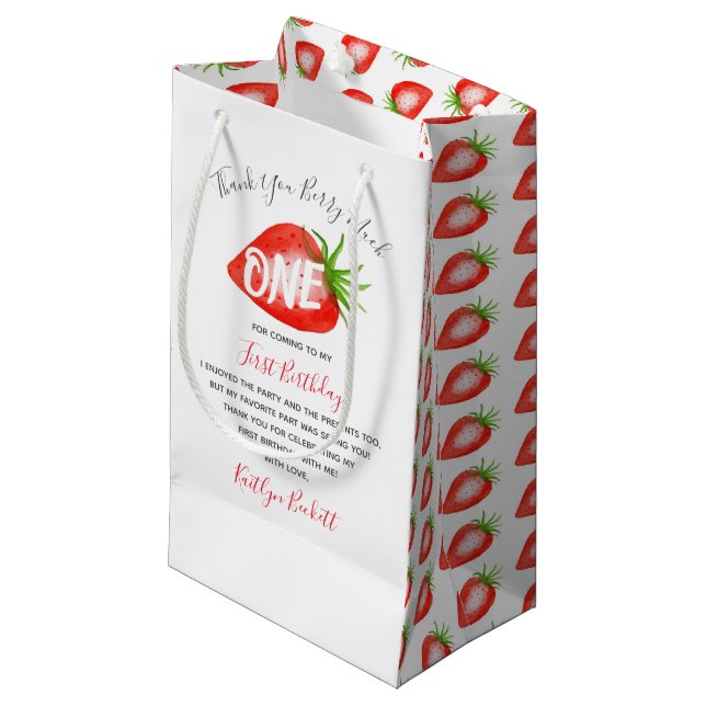 Lunghonung Strawberry 1st Birthday Tack (Framsidan Vinklad)