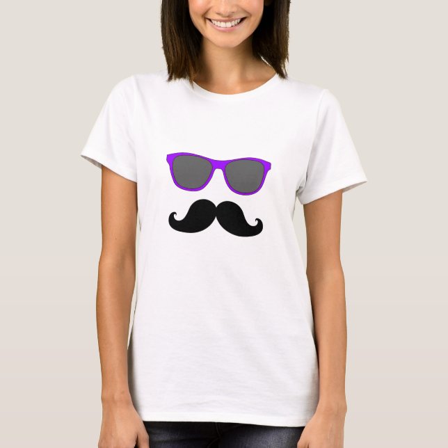 Lunglass med Mustache | LILA Tee (Framsida)