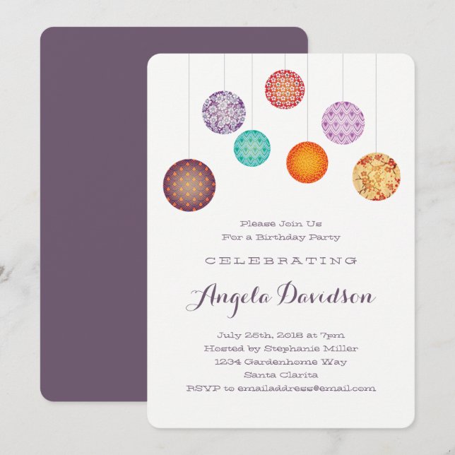 Lungning av Papprare banternor, födelsedagsplommon Inbjudningar (Fram/baksida)