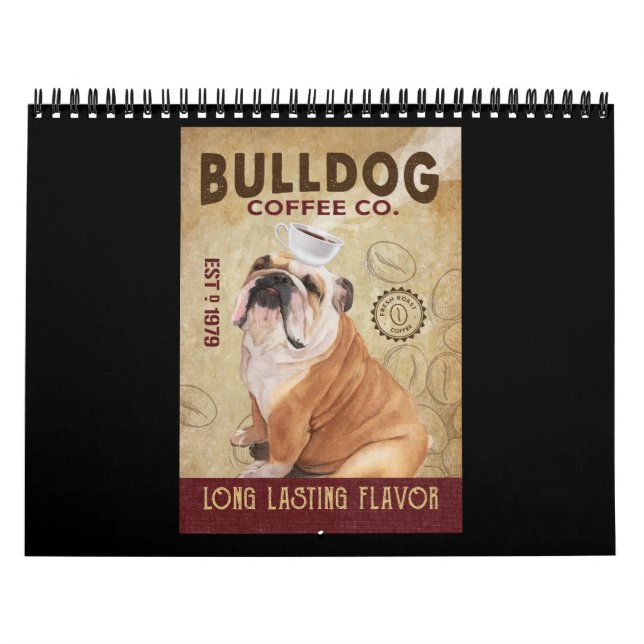 Lungny Bulldog Coffee Kopp på Head Bulldog Älskare Kalender (Omslag)
