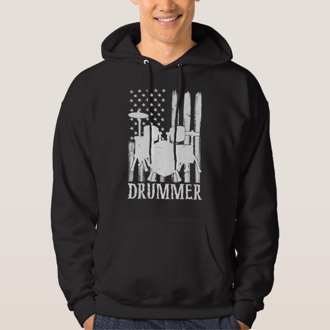 Lungny Drummer Art För manar Women Drum Set Drummi Hoodie (Framsida)