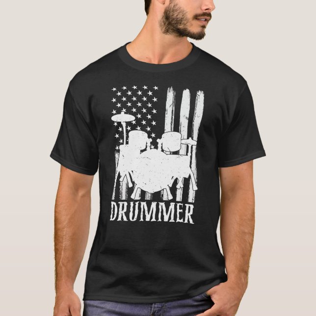 Lungny Drummer Art För manar Women Drum Set Drummi T Shirt (Framsida)