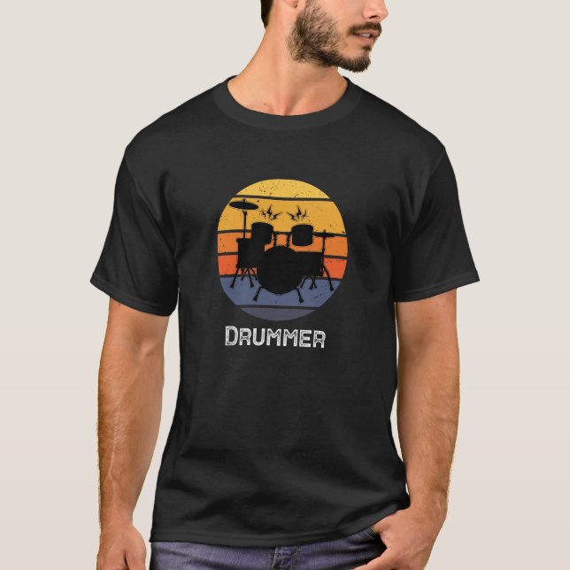 Lungny Drummer Art För manar Women Drum Set Drummi T Shirt (Framsida)