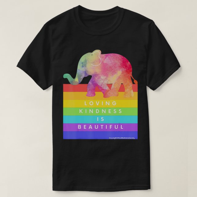 Lungny Elephants Bevackra Rainbow Loving Kindness T Shirt (Design framsida)