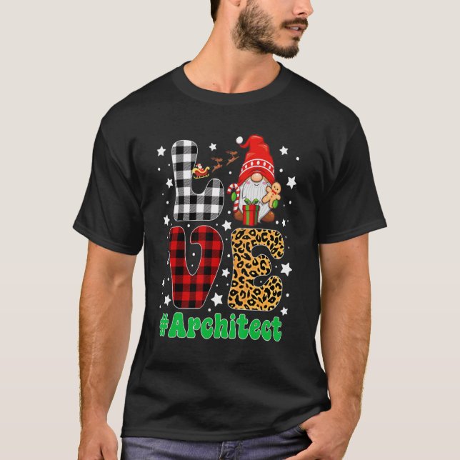 Lungny jul Leopard Play KÄRLEK Architect Gnome T Shirt (Framsida)