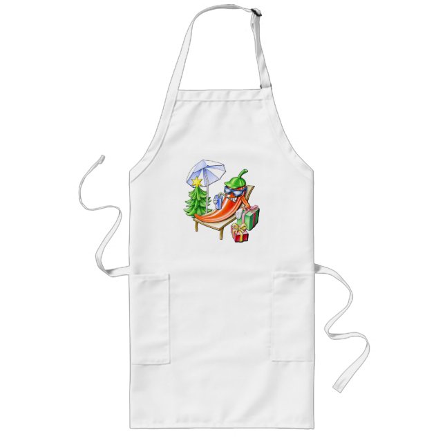 Lungny Lycklig-julspicy Chili Designad Långt Förkläde (Framsidan)