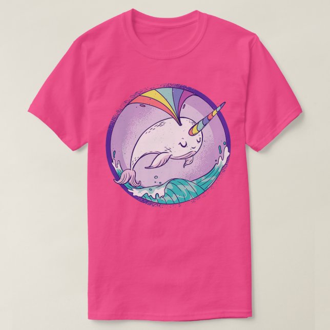 Lungny NARWHAL Älskare ger Cute RAINBOW NARWHALE T Shirt (Design framsida)