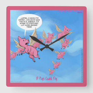 Lungny Portland Vegan Flies Gris Wall Clock Fyrkantig Klocka