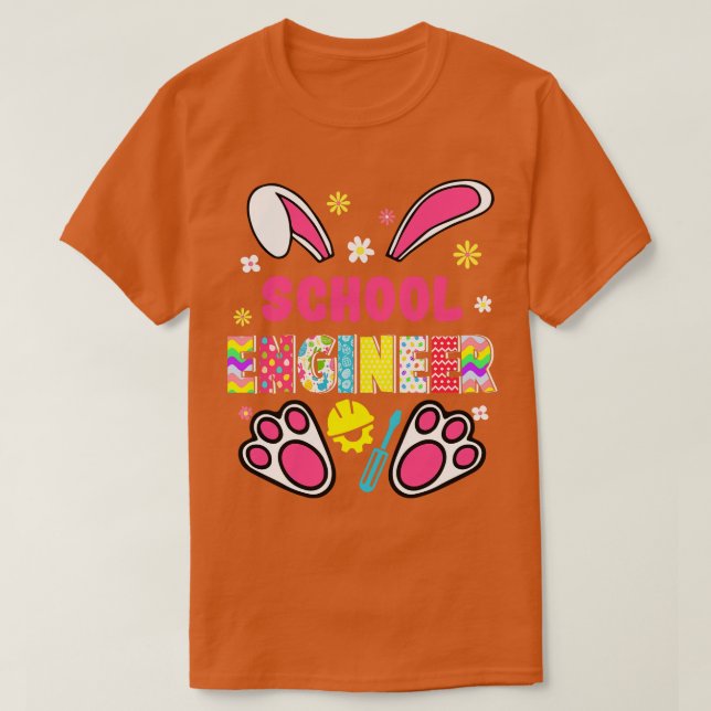 Lungny Rabbit School Ingenjör Påsk Day Eggs Bunny T Shirt (Design framsida)