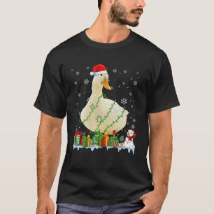 Lungny Santa Hat Anka jul Ljus Animals Kärlek T Shirt