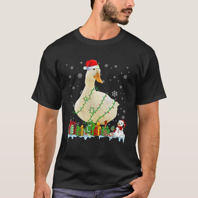 Lungny Santa Hat Anka jul Ljus Animals Kärlek T Shirt (Framsida)