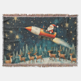 Lungny Santa Retro jul Kväll Throw Blanket Filt