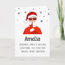 Lungny Santa tittar på Namn God jul Helgkort
