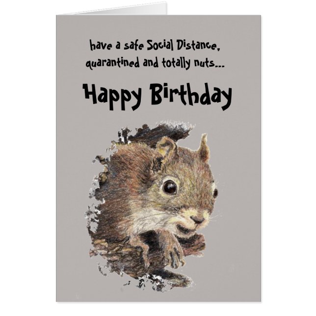 Lungny Social Avstånd Birthday Cute Squirrel Hälsningskort (Framsidan)