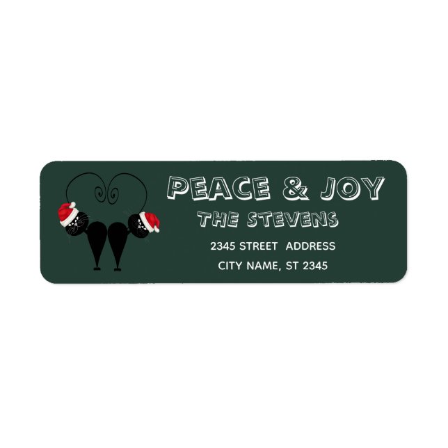 Lungny stollig svartkattpar returadress etikett (Framsidan)