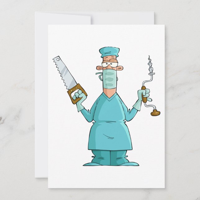 Lungny Surgeon Tecknad Superskoj Medical Humor Inbjudningar (Framsida)