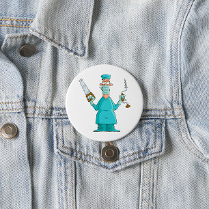 Lungny Surgeon Tecknad Superskoj Medical Humor Knapp