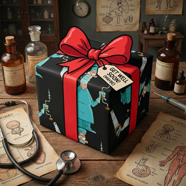 Lungny Surgeon Tecknad Superskoj Medical Humor Presentpapper (Skapare uppladdad)