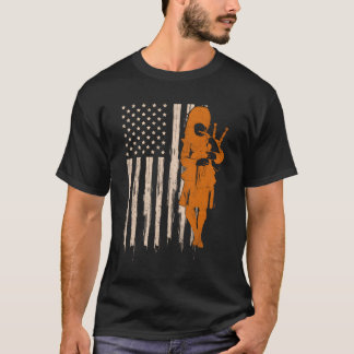 Lungny USA flagga Bagpipe Scottish Bagpiper Gift B T Shirt
