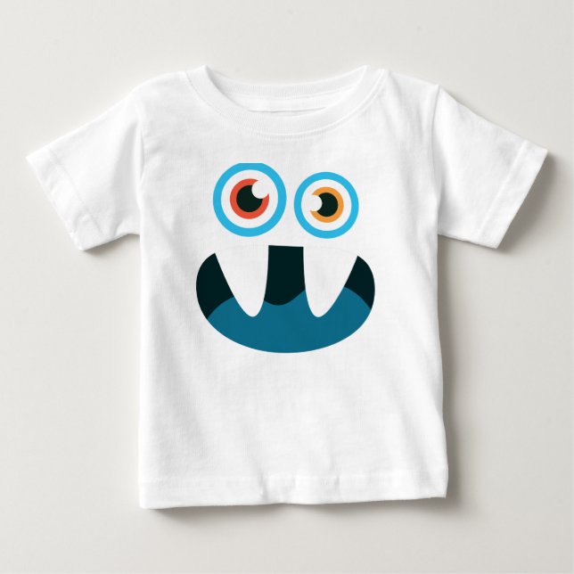 Lungnyck Cute Blue monster ansikte öppnar munnen Tröja (Framsida)
