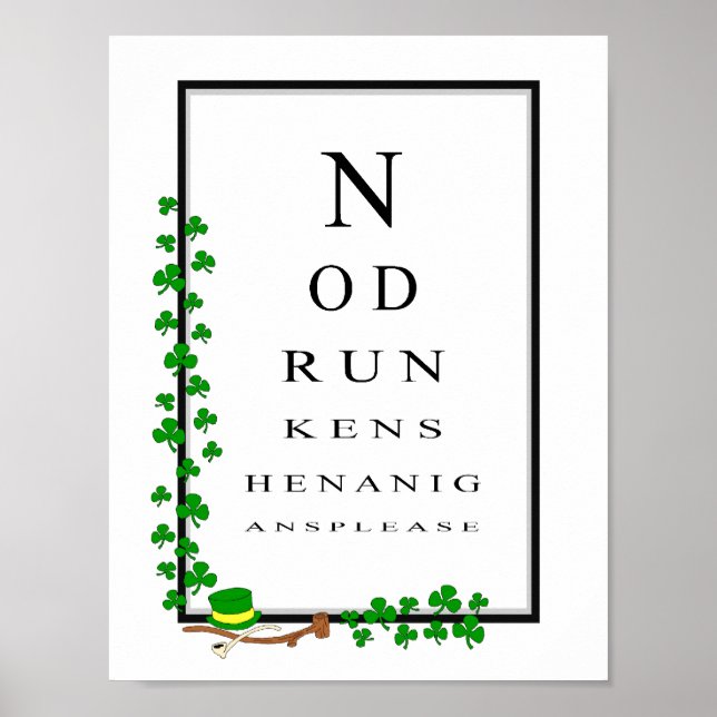Lungnygg irländska Öga-testdiagram nr Drunken Shen Poster (Framsidan)