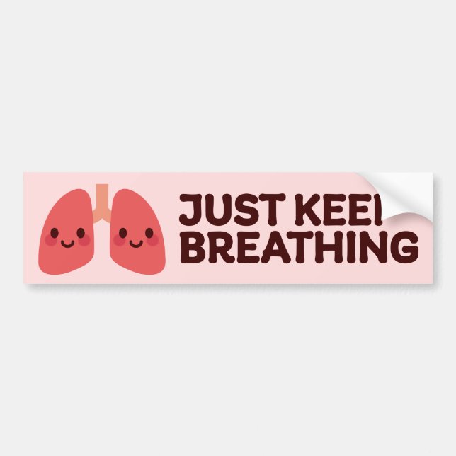 Lungor - "Just Behålla Breathing" Cute Anatomy Bildekal (Framsidan)