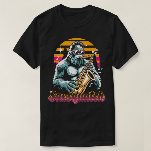 Lungpun Saxsquatch bigfoot saxophone player jazz T Shirt (Design framsida)